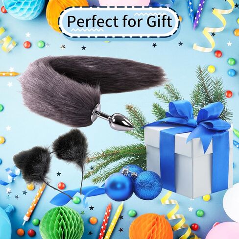 الذئب الثعلب فروي الذيل التوصيل والأذنين عقال، الحيوان Therian Fursuit ذيل Hairband تأثيري حلي، فو الفراء الثعلب ذيل يتوهم اللباس هالوين تأثيري قابل للتعديل فروي الثعلب ذيل زي للنساء in Kuwait