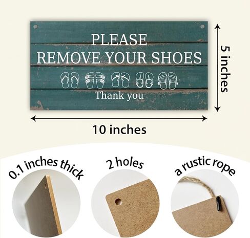 علامة "لا توجد أحذية" للوحة معلقة من خشب المنزل، قم بخلع حذائك من اللافتة، علامة إزالة الأحذية من علامة الحائط للباب الخشبي للحديقة، الفناء، المدخل، غرفة المعيشة، هدية الترحيب بالمنزل - 17 in Kuwait