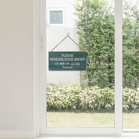 علامة "لا توجد أحذية" للوحة معلقة من خشب المنزل، قم بخلع حذائك من اللافتة، علامة إزالة الأحذية من علامة الحائط للباب الخشبي للحديقة، الفناء، المدخل، غرفة المعيشة، هدية الترحيب بالمنزل - 17 in Kuwait