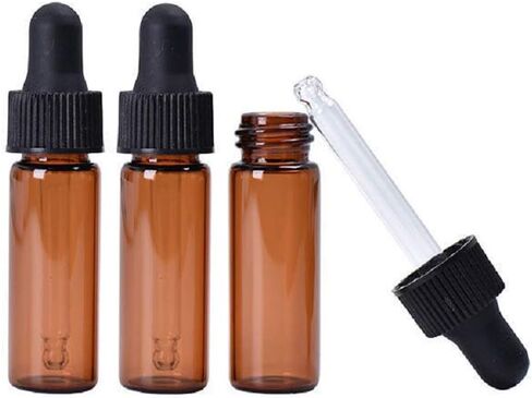 15 قطعة من زجاجات قطارة العنبر 4 مل، قوارير زجاجية صغيرة فارغة للعطور، زجاجات قطرات من الزيوت العطرية، حاويات مستحضرات التجميل مع قطارة زجاجية وأغطية سوداء in Kuwait