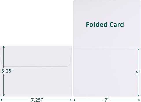 Eupako White Blank Cards and Envelopes 100 Pack - 5x7 Heavyweight Folded Cardstock and A7 Envelopes Self Seal for DIY Greeting Cards, Invitations, Wedding, Baby Shower, Birthday, Thank You Cards in Saudi Arabia