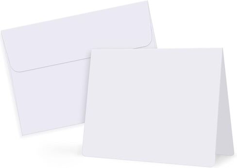 Eupako White Blank Cards and Envelopes 100 Pack - 5x7 Heavyweight Folded Cardstock and A7 Envelopes Self Seal for DIY Greeting Cards, Invitations, Wedding, Baby Shower, Birthday, Thank You Cards in Saudi Arabia