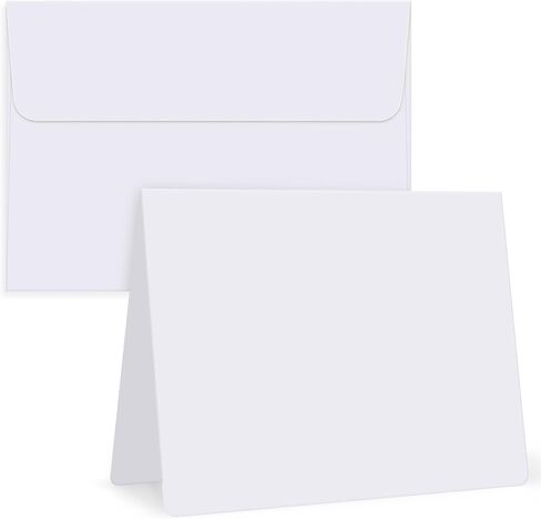 Eupako White Blank Cards and Envelopes 100 Pack - 5x7 Heavyweight Folded Cardstock and A7 Envelopes Self Seal for DIY Greeting Cards, Invitations, Wedding, Baby Shower, Birthday, Thank You Cards in Saudi Arabia