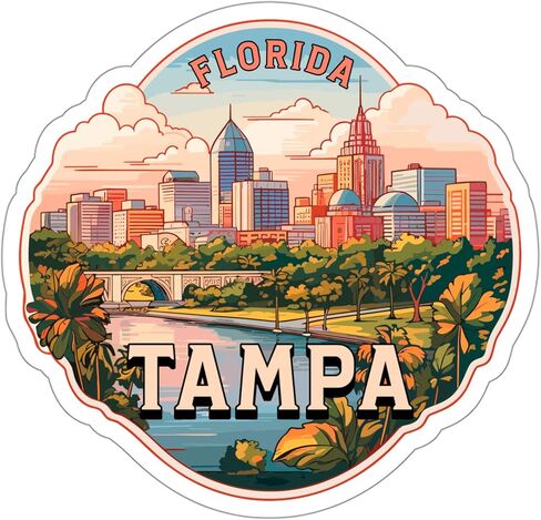 Tampa Florida Sticker Travel Outdoors Decal Vinyl Small Waterproof for Water Bottle Mug Passport Book Scrapbook Notebook Laptop Tumbler Skateboard Computer Phone Size 4" Funny Gift in Saudi Arabia