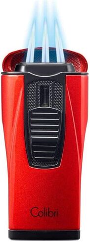 ولاعة لهب نفاث ثلاثية من كوليبري موناكو - مقاومة للرياح وقابلة لإعادة الملء، اختيار عشاق السيجار مع نافذة وقود زرقاء ولهب قابل للتعديل (أسود معدني) in Kuwait