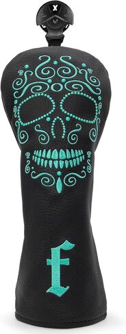 Black Golf Club Covers Skull Embroidery Driver Headcover Fairway 3 Wood Headcover Hybrid Headcover for Your Selection fits for All Brands in Saudi Arabia