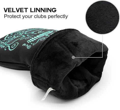 Black Golf Club Covers Skull Embroidery Driver Headcover Fairway 3 Wood Headcover Hybrid Headcover for Your Selection fits for All Brands in Saudi Arabia