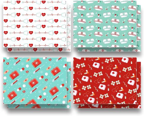 apol ممرضة طبيب ورق تغليف الهدايا الطبية، 8 أوراق الرعاية الصحية سماعة الطبيب التمريض ورق التغليف شكرا ممرضة طبيب هدية التفاف لطلاب التمريض المعلمين ورقة التخرج التخرج، 27 × 20 بوصة in Kuwait