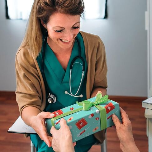 apol ممرضة طبيب ورق تغليف الهدايا الطبية، 8 أوراق الرعاية الصحية سماعة الطبيب التمريض ورق التغليف شكرا ممرضة طبيب هدية التفاف لطلاب التمريض المعلمين ورقة التخرج التخرج، 27 × 20 بوصة in Kuwait