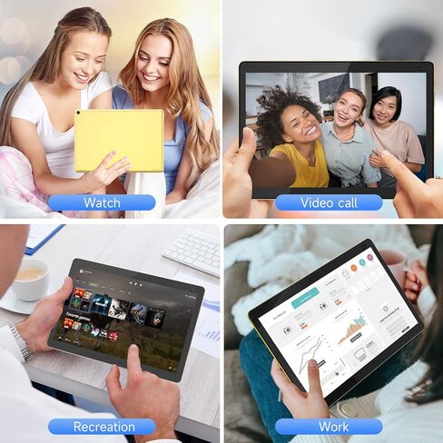 تابلت أندرويد، كمبيوتر لوحي 10 بوصة 2 جيجابايت + 32 جيجابايت يدعم 512 جيجابايت توسيع، كاميرا مزدوجة 2 ميجابكسل و8 ميجابكسل، شاشة IPS 1280 × 800، واي فاي، بلوتوث، 6000 مللي أمبير، تابلت معتمد من Google GMS، أصفر in Kuwait