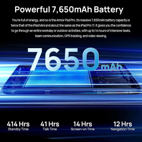Ulefone Armor Pad PRO 8 Inch 4G Rugged Tablet,16GB+128GB(2TB Expandable),48MP+32MP 7650mAh IP68 Andriod 14 Tablets,4G LTE/2.4G+5G WiFi,OTG,GPS,NFC in Saudi Arabia