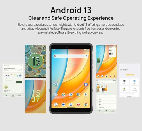 Ulefone Armor Pad PRO 8 Inch 4G Rugged Tablet,16GB+128GB(2TB Expandable),48MP+32MP 7650mAh IP68 Andriod 14 Tablets,4G LTE/2.4G+5G WiFi,OTG,GPS,NFC in Saudi Arabia