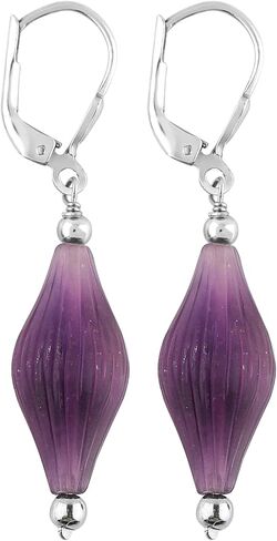 CRYSTALIS Amethyst Gemstone Earring Set, Dainty Pair Jewelry for Women, Natural Carved Beads, Chakra Crystal, Wardrobe Essential Jewelry, 925 Sterling Silver in Saudi Arabia