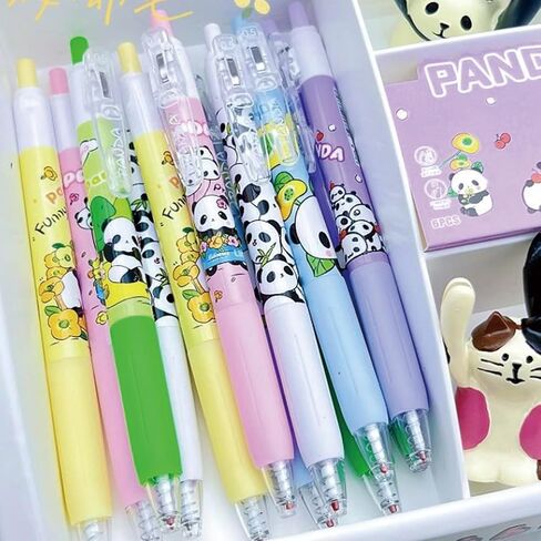 6 Pcs Gel Ink Pens Cute Cartoon Bear Pens 0.5mm Black Ink Retractable Pens Office School Pen Women Girl Boy Pen Kawaii (Bear) in Saudi Arabia