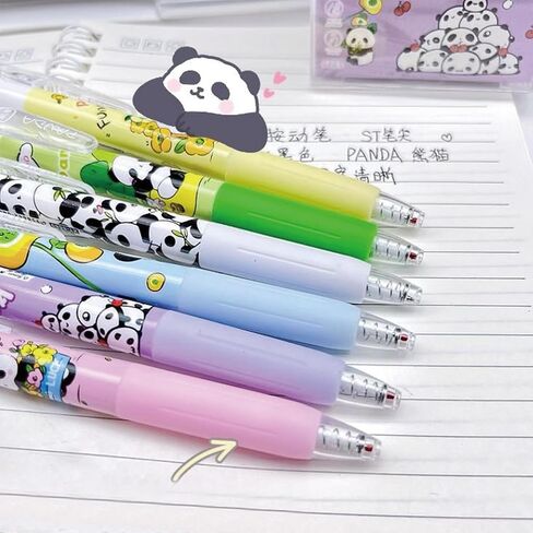 6 Pcs Gel Ink Pens Cute Cartoon Bear Pens 0.5mm Black Ink Retractable Pens Office School Pen Women Girl Boy Pen Kawaii (Bear) in Saudi Arabia