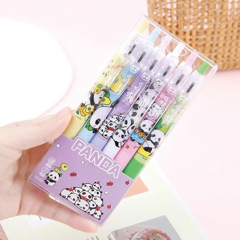 6 Pcs Gel Ink Pens Cute Cartoon Bear Pens 0.5mm Black Ink Retractable Pens Office School Pen Women Girl Boy Pen Kawaii (Bear) in Saudi Arabia