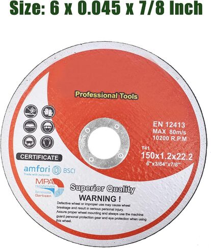 50Pcs Cut Off Wheels 6 x 0.045 x 7/8 Inch Metal and Stainless Steel Cutting Discs A60TBF 10200RPM in Saudi Arabia