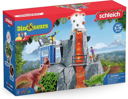 Schleich Dinosaurs - Volcano Expedition Base Camp, Dinosaur Playset Including LED Erupting Volcano, Researcher Figurines and 2 x Dinosaur Toys for Boys and Girls Ages 5-12 in Saudi Arabia