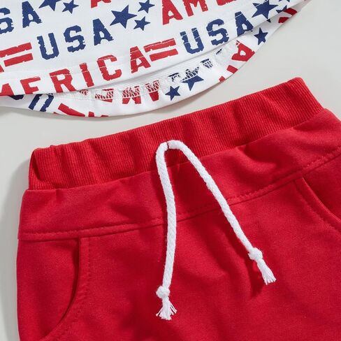 4th of July Baby Boy Outfit Short Sleeve T-shirt and Shorts Set Toddler Boy American Flag Independence Day Outfits in Saudi Arabia