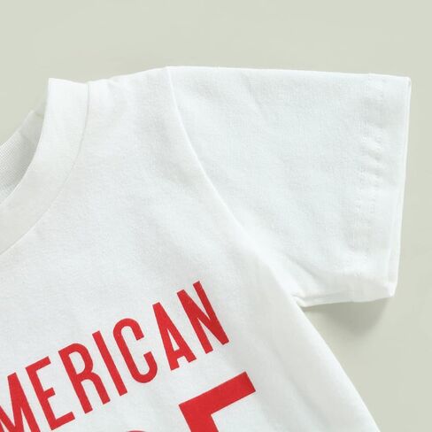 4th of July Baby Boy Outfit Short Sleeve T-shirt and Shorts Set Toddler Boy American Flag Independence Day Outfits in Saudi Arabia