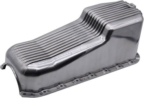 Polished Aluminum Finned Oil Pan Kit Bolts Plug Fits SB Chevy 327 350 SBC 1955-79,Driver's Side Dipstick in Saudi Arabia