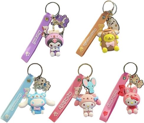 5 Pcs kawaii Anime Keychain Set Anime Figure Pendant Cute Keyring for Car Backpacks Accessories Multicolor in Saudi Arabia