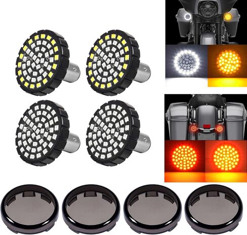 PBYMT 1157 LED ضوء إشارة الانعطاف، ضوء فرامل أمامي وخلفي، غطاء عدسة دخان 2 بوصة، متوافق مع Harley Davidson Sportster Softail Touring Electra Street Glide Road King 1997-2024 in Kuwait