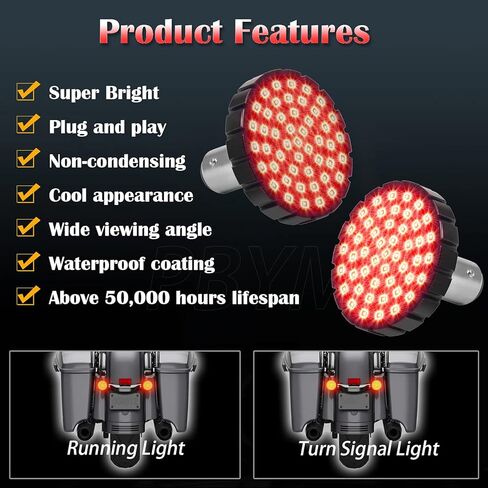 PBYMT 1157 LED ضوء إشارة الانعطاف، ضوء فرامل أمامي وخلفي، غطاء عدسة دخان 2 بوصة، متوافق مع Harley Davidson Sportster Softail Touring Electra Street Glide Road King 1997-2024 in Kuwait