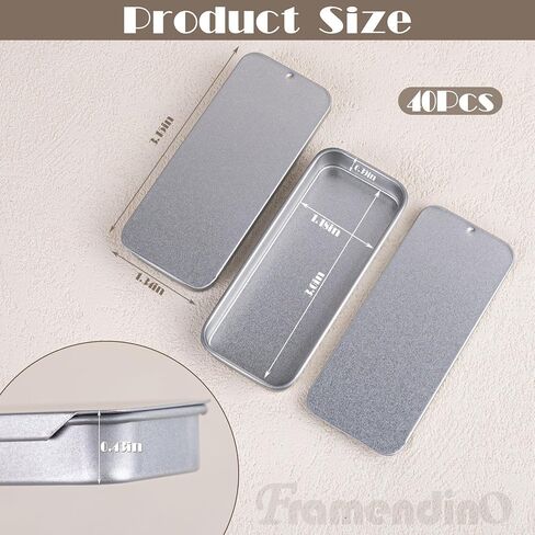 Framendino, 40 Pack Small Slide Top Tin Lip Balm Tins with Lids Mini Rectangular Metal Containers for Jewelry Crafts Wedding Container Cosmetic Organizer in Saudi Arabia