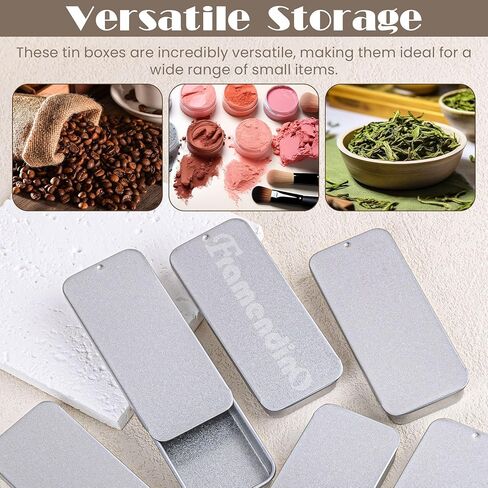 Framendino, 40 Pack Small Slide Top Tin Lip Balm Tins with Lids Mini Rectangular Metal Containers for Jewelry Crafts Wedding Container Cosmetic Organizer in Saudi Arabia