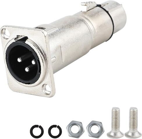 Male to Female Panel Mount Adapter, 3 Pin XLR Jack to Plug Mounting Adapter Coupler XLR Pass Through Connector for Microphone Sound Mixer Audio Device (XLR Male to XLR Female) in Saudi Arabia