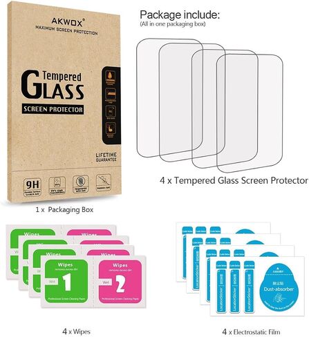 (Pack of 4) Tempered Glass Screen Protector for Garmin Edge 520, AKWOX 0.3mm 9H Hard Scratch-Resistant Protector for Garmin Edge 520 in Saudi Arabia