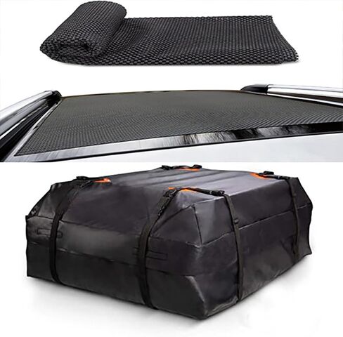 Car Roof Duffel Bag, 15 Cubic Feet Waterproof Roof Duffel Bag for All Cars with Luggage Racks - includes Anti-slip Mat and Rain CoverSoft Shell Roof BagCar Carrier Bag in Saudi Arabia