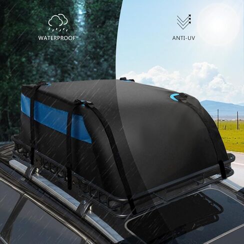 Car Roof Duffel Bag, 15 Cubic Feet Waterproof Roof Duffel Bag for All Cars with Luggage Racks - includes Anti-slip Mat and Rain CoverSoft Shell Roof BagCar Carrier Bag in Saudi Arabia