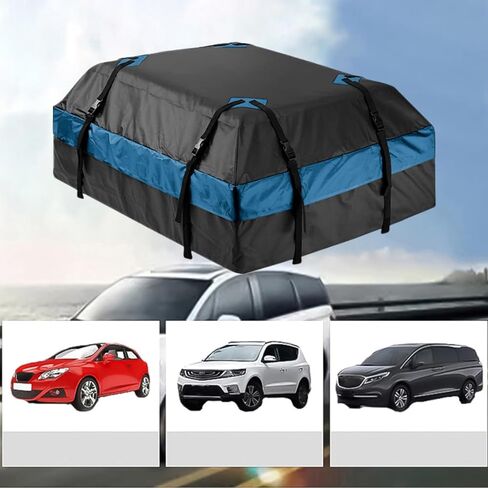 Car Roof Duffel Bag, 15 Cubic Feet Waterproof Roof Duffel Bag for All Cars with Luggage Racks - includes Anti-slip Mat and Rain CoverSoft Shell Roof BagCar Carrier Bag in Saudi Arabia