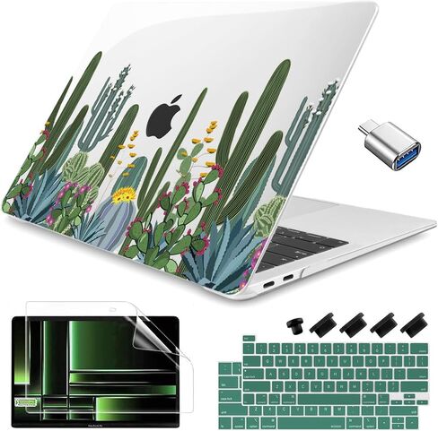 Teryeefi Compatible with MacBook Air 13 inch Case M1 A2337 A2179 A1932 (2021 2020 2019 2018 Release) with Touch ID, Plastic Hard Shell Cover + Keyboard Skin + Screen Protector, Cute Animals in Saudi Arabia