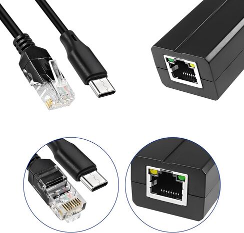 MEIRIYFA USB نوع C PoE Splitter 5V 2.4A، PoE إلى USB-C محول 10/100Mbps IEEE 802.3af طاقة قياسية عبر إيثرنت للأجهزة اللوحية، Dropcam، كاميرات IP الأمنية والمزيد in Saudi Arabia