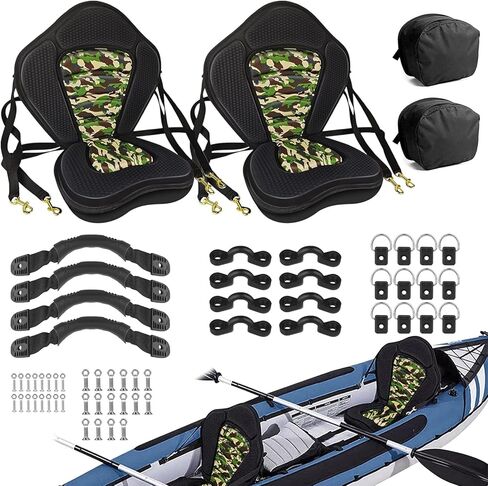 مقعد كاياك من قطعتين من Vashly، وسائد مقعد سميكة لقوارب الكاياك، ومقاعد كاياك مبطنة، ومقاعد زورق مع حقيبة تخزين قابلة للفصل، ووسادة مقعد كاياك، للتجديف بالكاياك وصيد الأسماك in Kuwait