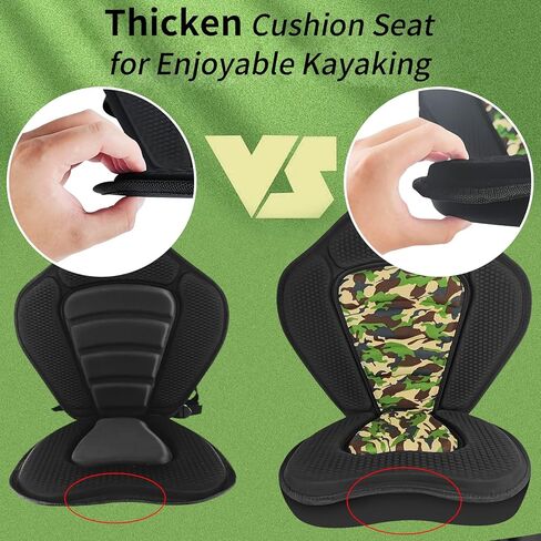 مقعد كاياك من قطعتين من Vashly، وسائد مقعد سميكة لقوارب الكاياك، ومقاعد كاياك مبطنة، ومقاعد زورق مع حقيبة تخزين قابلة للفصل، ووسادة مقعد كاياك، للتجديف بالكاياك وصيد الأسماك in Kuwait