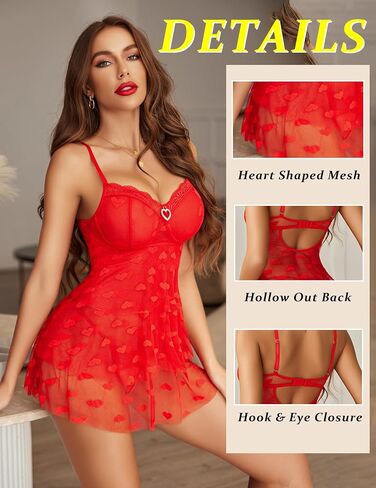 Avidlove Babydoll Lingerie Womens Sexy Chemise Sleepwear Mesh Nightdress V Neck Nighty S-XXL in Saudi Arabia