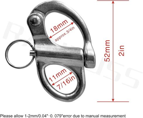 Stainless Steel 316 Pair of 1-3/8"(35MM) 2IN(52MM) 2-3/4IN(69MM) 33/4in(96mm) Fixed Bail Snap Shackle for Bracelet, Sailboat in Saudi Arabia