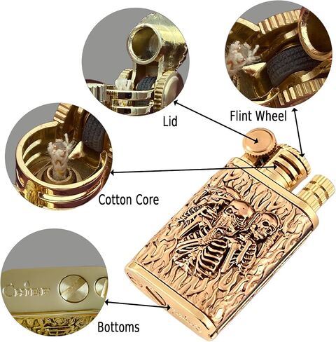 Cool Embossed Design Kerosene Wheel Lighter Refillable Eco-Friendly, Vintage Dazzling & Ultra-Cool, Unique for Men Candles Gift Camping BBQ (No Kerosene) (1#) in Saudi Arabia