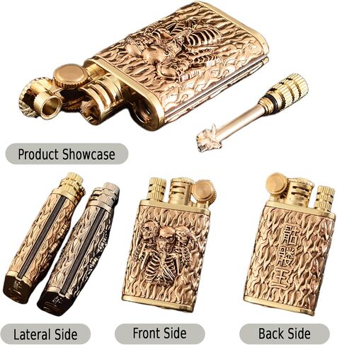 Cool Embossed Design Kerosene Wheel Lighter Refillable Eco-Friendly, Vintage Dazzling & Ultra-Cool, Unique for Men Candles Gift Camping BBQ (No Kerosene) (1#) in Saudi Arabia