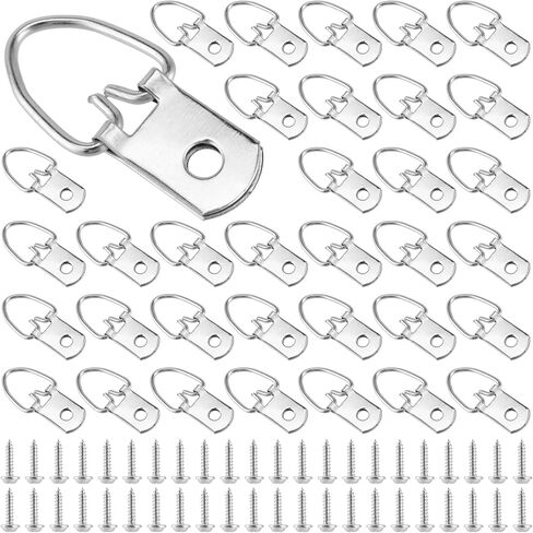 300 قطعة من أدوات تعليق الصور على شكل حرف D، شماعات صور على شكل حلقة فضية على شكل حرف D معدنية بفتحة واحدة على شكل حرف D مع مسامير للصور وإطارات الصور واللوحات المعلقة in Kuwait