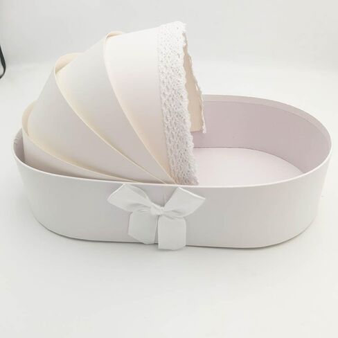 Baby Shower Crib Basket Shaped Cardboard Box Decorative Paper Mache for Flower Sweet Treat (Blue) in Saudi Arabia