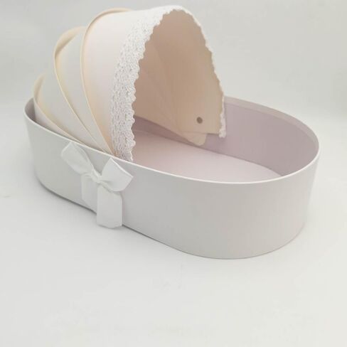 Baby Shower Crib Basket Shaped Cardboard Box Decorative Paper Mache for Flower Sweet Treat (Blue) in Saudi Arabia