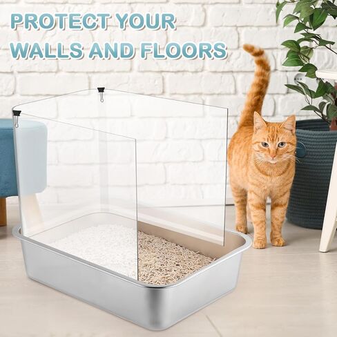 8 عبوات من دروع تبول صندوق فضلات القطط، مجموعة درع صندوق فضلات القطط سهلة التنظيف، واقي شفاف من رذاذ صندوق الفضلات لوعاء الفضلات المفتوح من الأعلى (صندوق الفضلات غير متضمن) in Kuwait