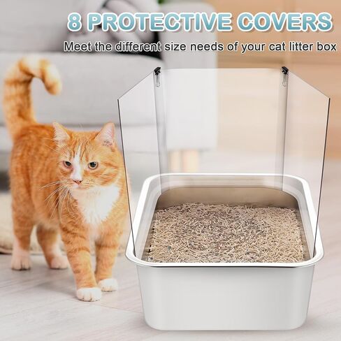 8 عبوات من دروع تبول صندوق فضلات القطط، مجموعة درع صندوق فضلات القطط سهلة التنظيف، واقي شفاف من رذاذ صندوق الفضلات لوعاء الفضلات المفتوح من الأعلى (صندوق الفضلات غير متضمن) in Kuwait