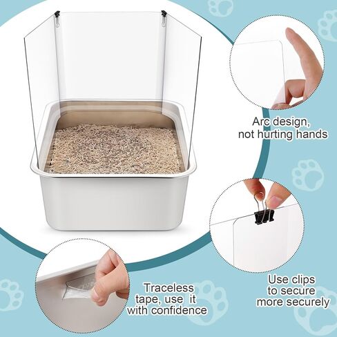 8 عبوات من دروع تبول صندوق فضلات القطط، مجموعة درع صندوق فضلات القطط سهلة التنظيف، واقي شفاف من رذاذ صندوق الفضلات لوعاء الفضلات المفتوح من الأعلى (صندوق الفضلات غير متضمن) in Kuwait