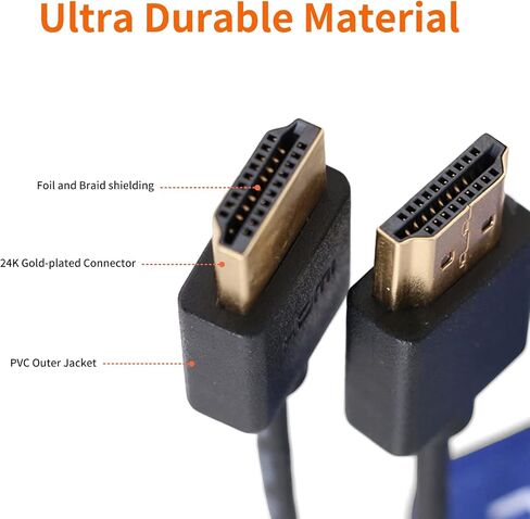 Eonvic 2.0 HDMI Coiled Cable 4K HDMI to HDMI Cable High Speed Thin HDMI Male to Male Extender Coiled Cable for Atomos Ninja V, Sony a7siii, Portkeys BM5 Monitor in Saudi Arabia
